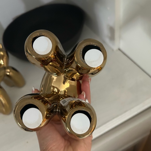 2 Brass Yellow Gold Tone Balloon Animal Ceramic Modern Home Decor Eclectic Fun - Picture 3 of 5